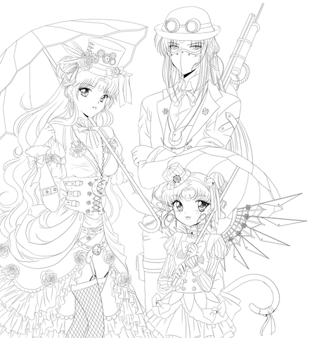 Steampunk Sailor Moon  Coloring Page